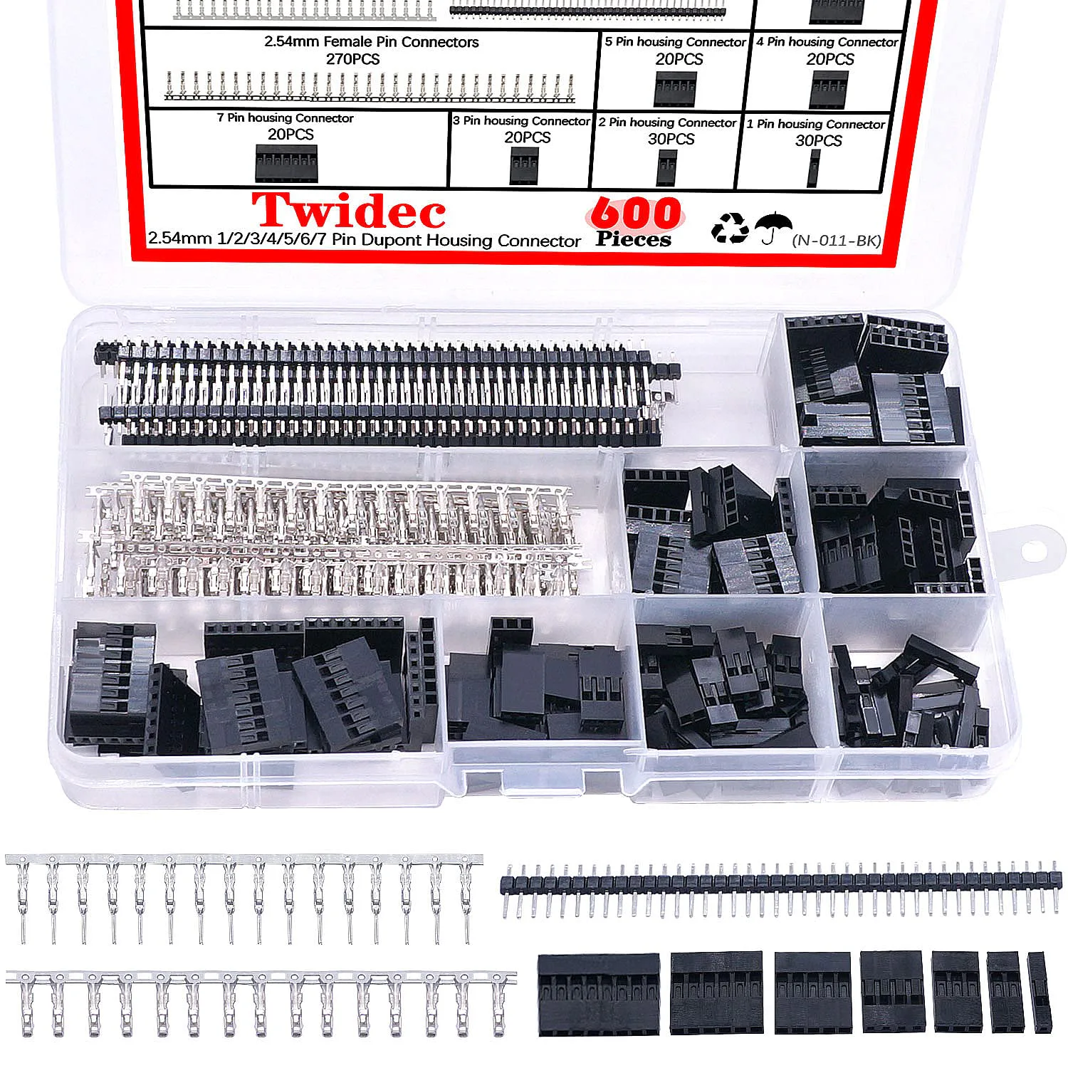 2.54 mm 杜邦单排连接器壳 题图